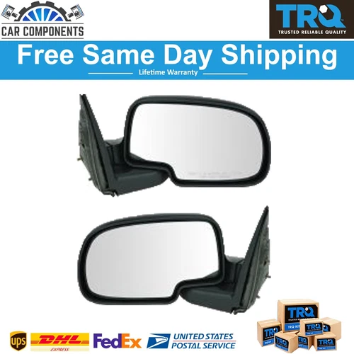 TRQ New Manual Mirrors Pair Driver & Passenger Side For 1999-2007 Chevy GMC