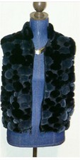 Baxis & Baxis Black & Silver Gray Oval Faux Fur Vest - Size Large
