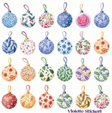 Violette Stickers Holiday Xmas Balls Ornaments Crafts Planner Supply Scrapbook