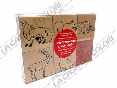 RAYHER - WOODEN STAMP SET - FOREST ANIMALS - 8x8cm