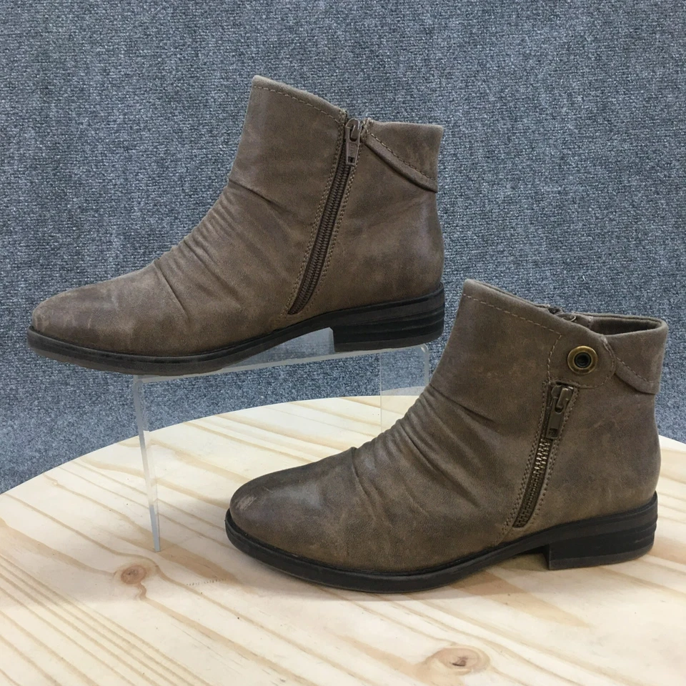 Baretraps 靴子女式 7 M Anila 踝靴棕色圆头侧拉链古巴 — 第 2/4 张图片