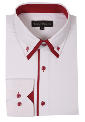 Men 's dress shirts 60% Cotton 40% Polyester Trim Collar and Button down  AH618 | eBay