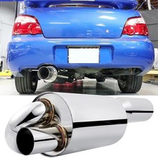 For Subaru Impreza Wrxsti Chrome 2.5 In 4 Out Twin Loop Exhaust Pipe Muffler