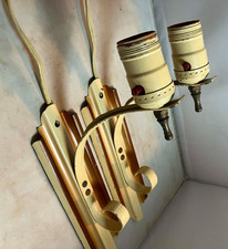 C1940s Vintage Metal Wall Sconce Lights Pair