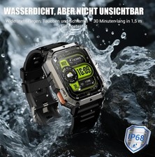 IOWODO Militär Smartwatch Herren 2,01 Zoll | LED Taschenlampe & Kompass | 900mAh