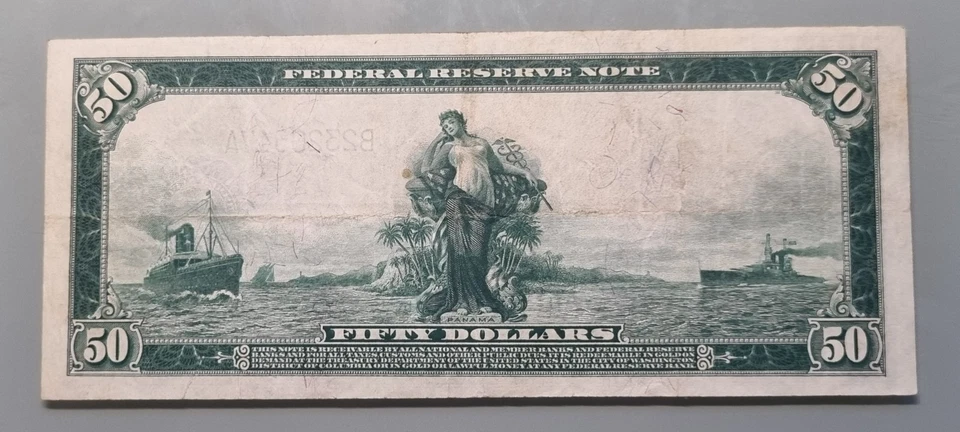 1914 Fifty Dollar Federal Reserve Note $50 Large Size Banknote RARE #96338 - Image 2 of 2