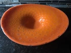 Murano Bullicante Art Glass Bowl Orange Bubble Swirl Gold  12" Vintage Italy