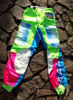 Excellent True Vintage 80's Neon Answer Racing Motocross Pants Nylon Trouser Kids 32