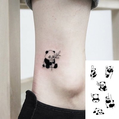 Temporäres Tattoo Panda SET Bear Bär Muster Wasserfest Bären Klebetattoo Schwarz