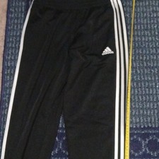 adidas Boys Track Pants Black/White 3-Stripes Regular Fit Size L 14/16