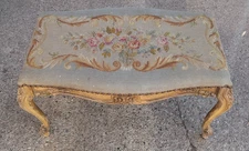Antique French Louis XVI Petite Pointe Bench 31 x17x18" distressed giltwood