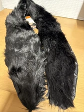 BLACK FAUX FUR STOLE Wrap Elegant Diva Ladies Masquerade Ball Costume Adult NEW