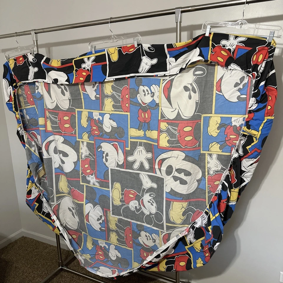 Disney Mickey Mouse Color Block Cuadrados Ajustable Sábana COMPLETA Años 90 Como Está Con Defectos Foto 3 de 4