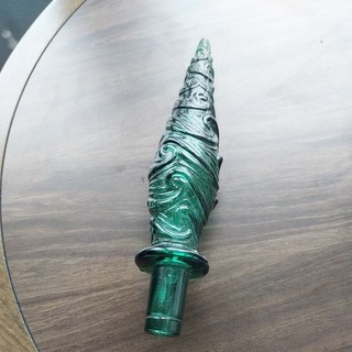 Vintage Empoli Genie Bottle Decanter Stopper SMOKE WAVE 8.25” has a crack