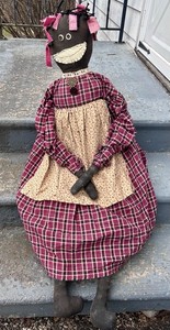 Primitive Folk Art Rustic African American Rag Doll Handcrafted Rustic XL 47”