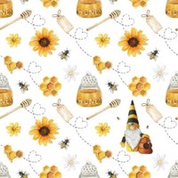 20 Servietten Sweet Honey Honigproduktion Bienen Blumen Wichtel Waben 33X33Cm