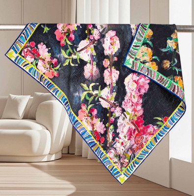 70% Cashmere 30% Silk Bandana Scarf flower Print Neckerchief 26'' Shawl Wrap new