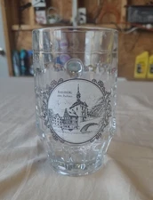 Vintage FI.VE Italy 0.5L Dimpled Glass Beer Mug Bamberg Altes Rathaus