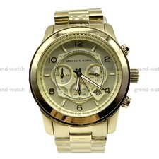 New Michael Kors MK8077 Runway Oversized Gold Chronograph Quartz Men's Watch