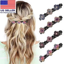 Braided Hair Clips for Women - Sparkling Crystal Stone Hair Clips for Styling Se