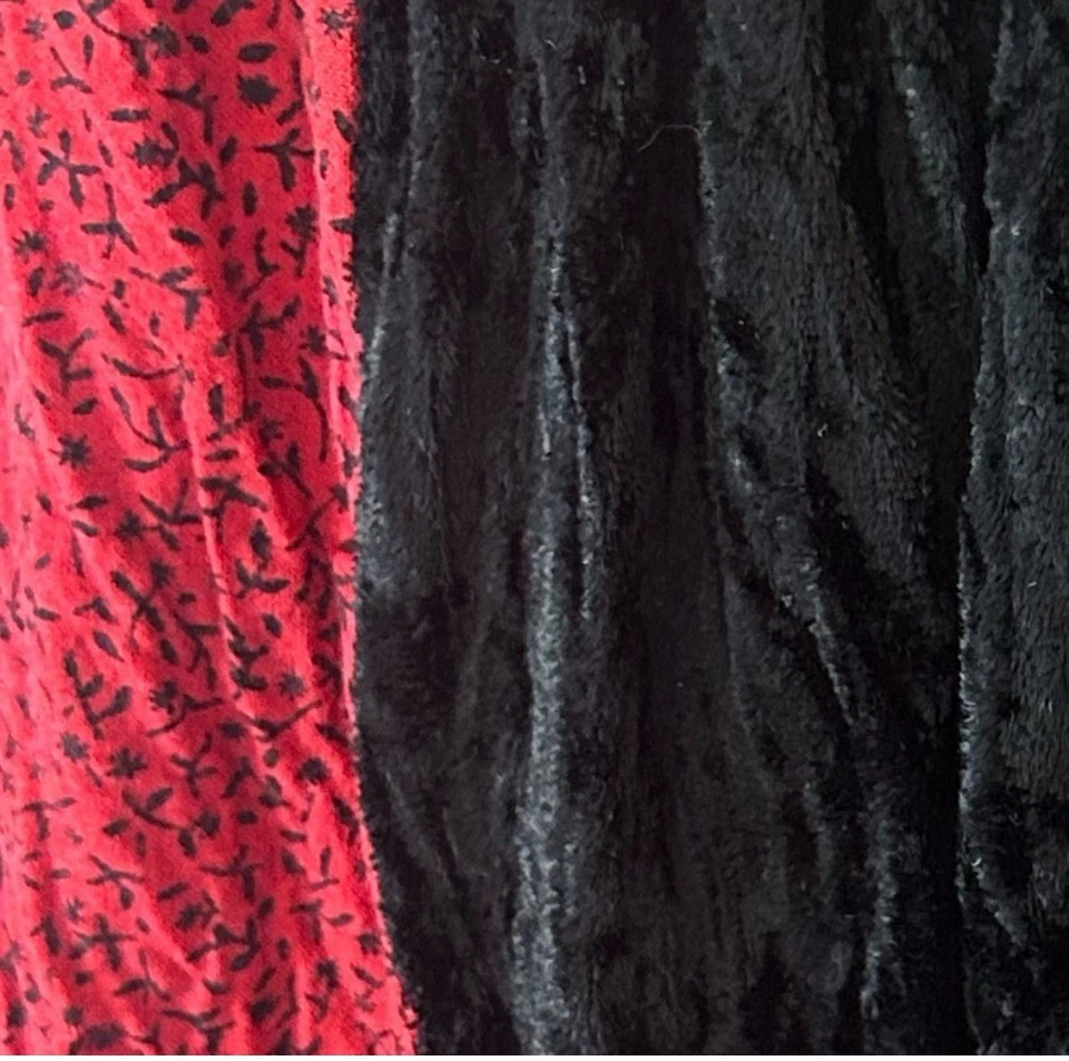 Saia de Natal xadrez veludo vintage anos 90 fairygrunge boho hippie caprichoso patchwork M - Imagem 4 de 4