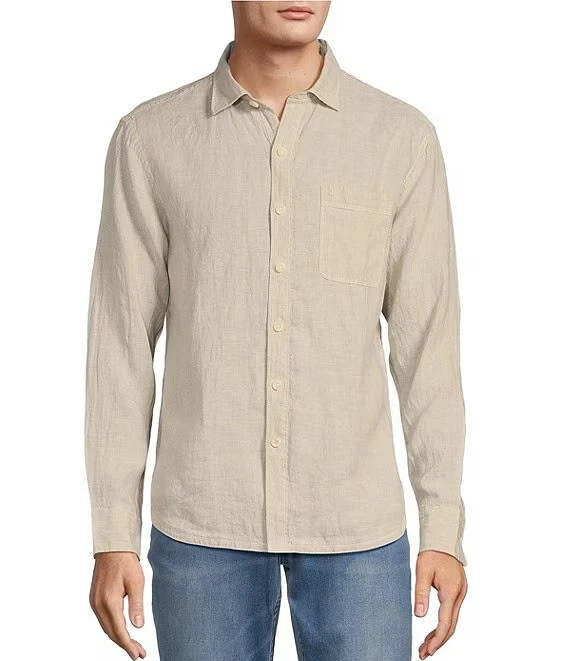 $118 Tommy Men's Linen Paradise Breezer Woven Shirt, Natural, XL