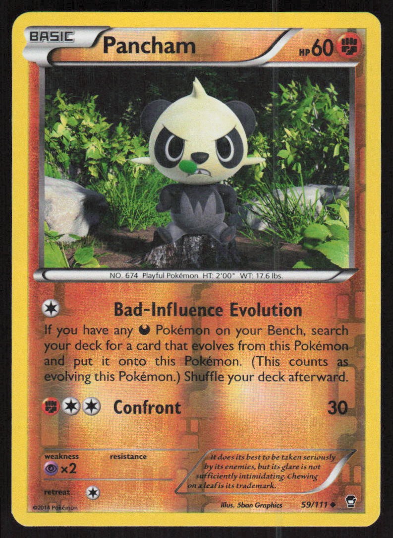 Pancham 59/111 Uncommon Furious Fists Pokemon Reverse Holo Lightly Played