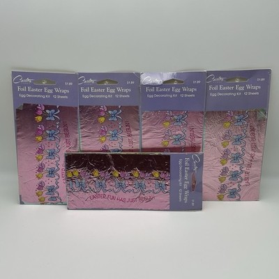 Vintage 90s Carlton Card Easter Egg Foil Wraps: 5 Packs, 60 Total Sheets [ITALY]