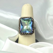 LRG Sterling Silver Ring Featuring a rectangular-cut Mystic Topaz gemstone 137
