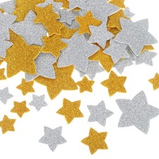 200Pcs Glitter Foam Stickers 3 Size Self-Adhesive Star Shape Sticker Gold Silver