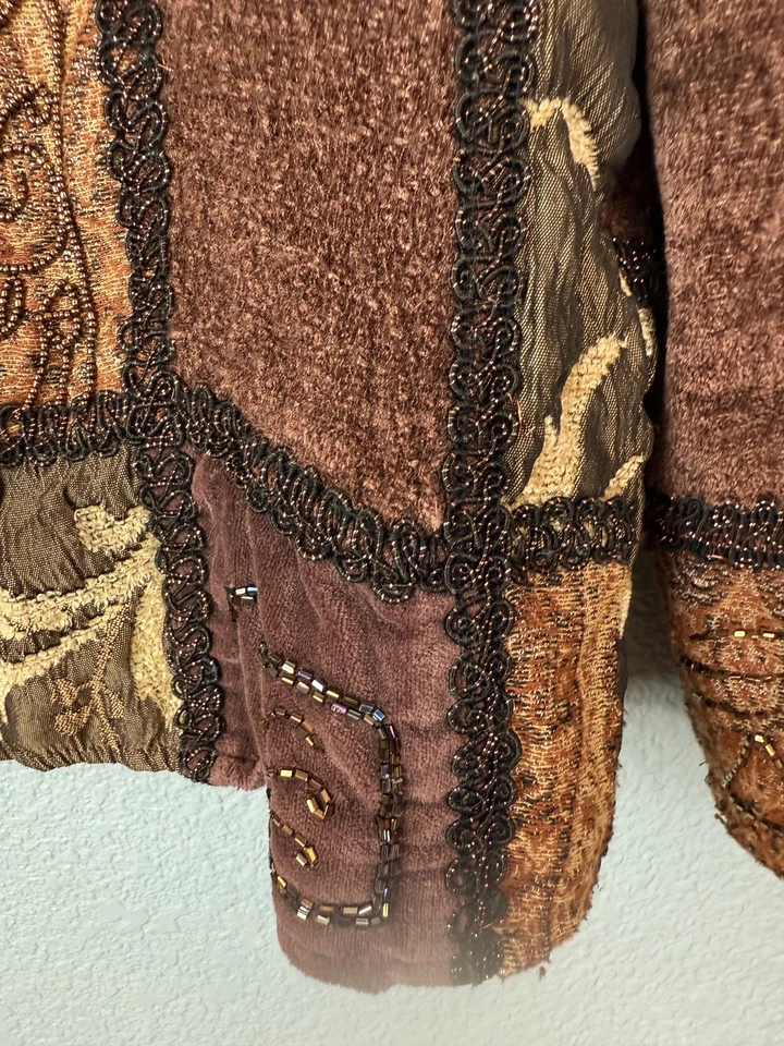 Chaqueta Indigo Moon Para Mujer XS Patchwork Terciopelo Cuentas Bordada Boho India Foto 3 de 4