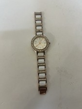 Woman's Fossil Rose Gold Stainless Steel w/ White  Crystal Embellishments