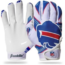 NWT Franklin Buffalo Bills Kids Wide Receiver Gloves White Blue Red M/L