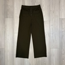 Halara High Waisted Straight Leg Button Pants Large Olive Green Forest Night