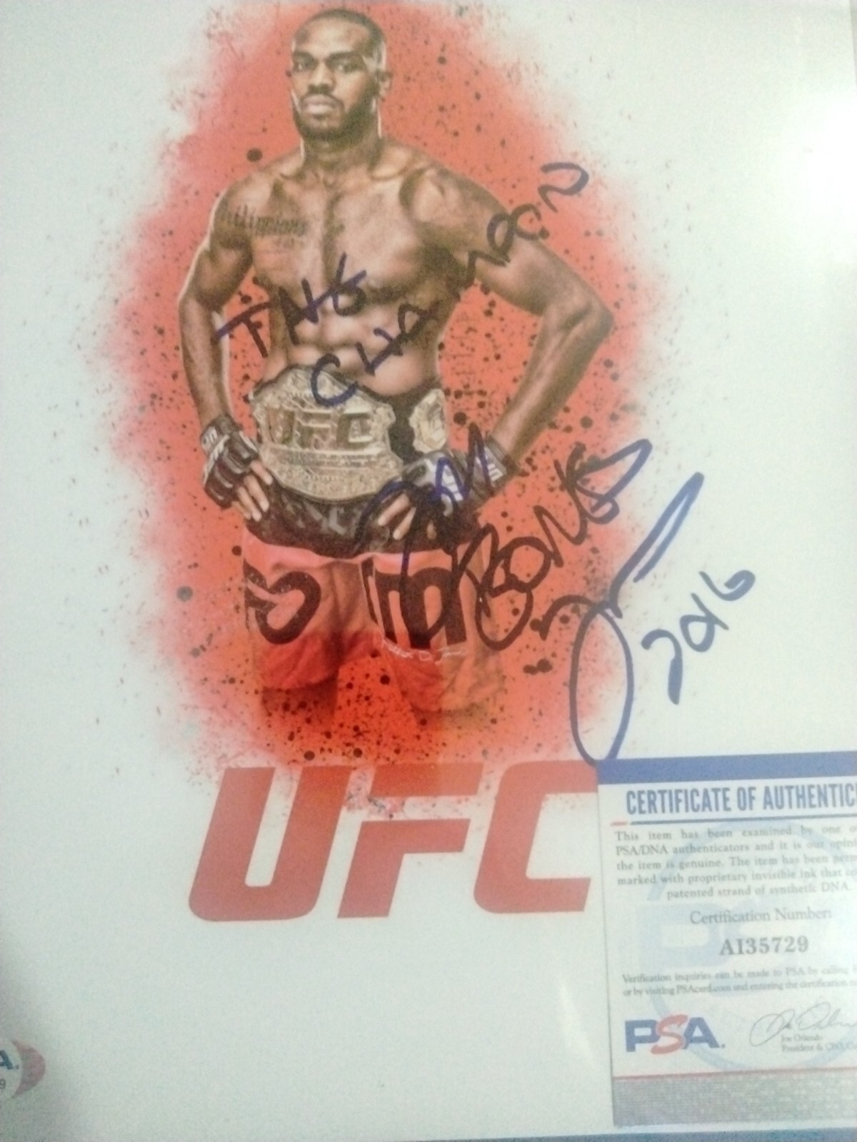 Jon Bones Jones The Goat Auto 8x10 With PSA  Framed🔥🔥🔥 view 5