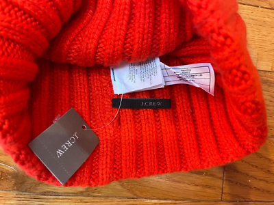 J.CREW New w/Tags Orange beanie with faux fur Pom-pom on top. Size: one size J.Crew Women main image 2