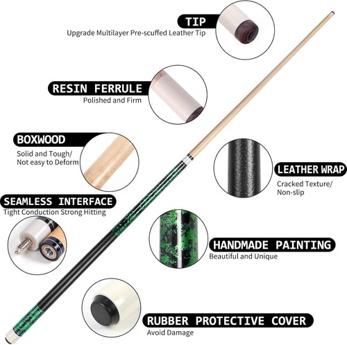 58'' Professional Pool Cues Set of 4 - Durable Canadian Maple Wood Construction - Picture 4 of 8
