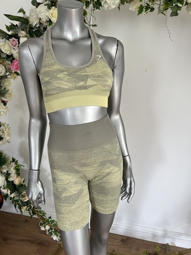 Gymshark Seamless Shorts & Sports Bra Top SET Size S Ombre Taupe Grey NEW OU27 - Picture 9 of 23