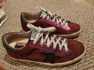 red maroon black star suede sneakers | eBay
