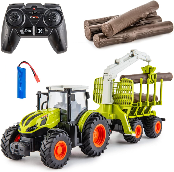 Ferngesteuerter Traktor Ferngesteuert, Rc Traktor Mit AnhäNger Holzgreifer-image
