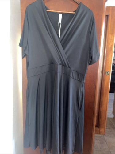 3X Black Dress With Pockets POSESHE Stretch Midi Summer Casual Comfort