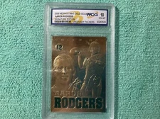 2008 AARON RODGERS SCULPTED NFL GREEN BAY PACKERS 23KT GOLD CARD  WCG. GEM 10