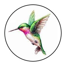 30 1.5" HUMMINGBIRD FAVOR LABELS ROUND STICKERS ENVELOPE SEALS