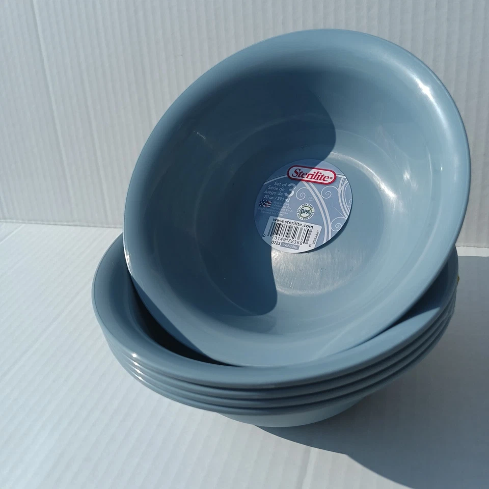 Lite Blue Sterilite Microwave Safe Soup & Salad Food Bowls 20 Oz Plastic 3pc - Image 3 of 4