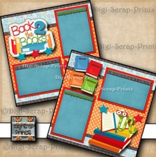 BACK 2 THE BOOKS school 2 Premade Scrapbook Pages paper layout DIGISCRAP A0496