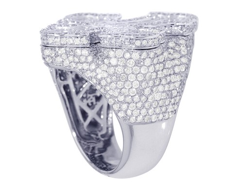 Baguette Cross 6.2CT Real Diamond Ring 14k White Gold - Picture 5 of 6