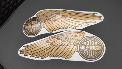 Harley-Davidson golden wings tank fuel decal sticker set of 2 9