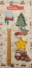 The Bake Shop Christmas Baking Spatula 4 Cookie Cutters Pickup Truck Gift Set