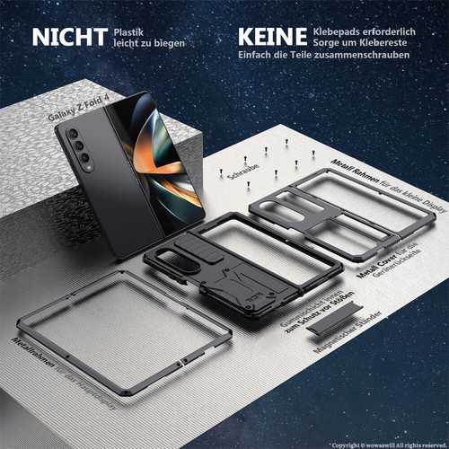 Stoßfest Metall Gehäuse Armor Case Stand Outdoor Panzer Hülle für Galaxy Z Fold4 - Picture 4 of 19
