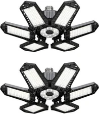 2Pack LED Garage Lights 100W 10000lm Deformable Garage Ceiling Light Shop Light